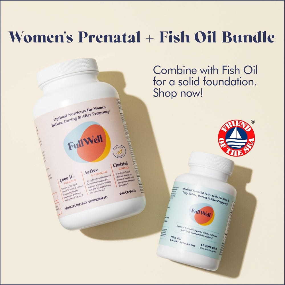 FullWell Prenatal packaging shot highlighting non-GMO freshness and packaging quality