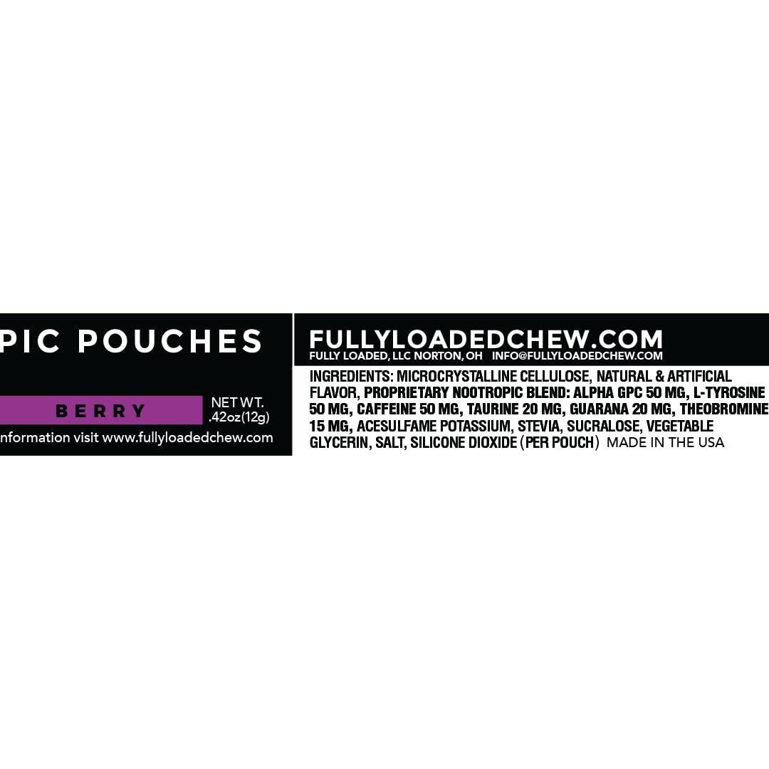 Fully Loaded Bullseye Alpha Fuel pouch between cheek and gum for discreet energy.