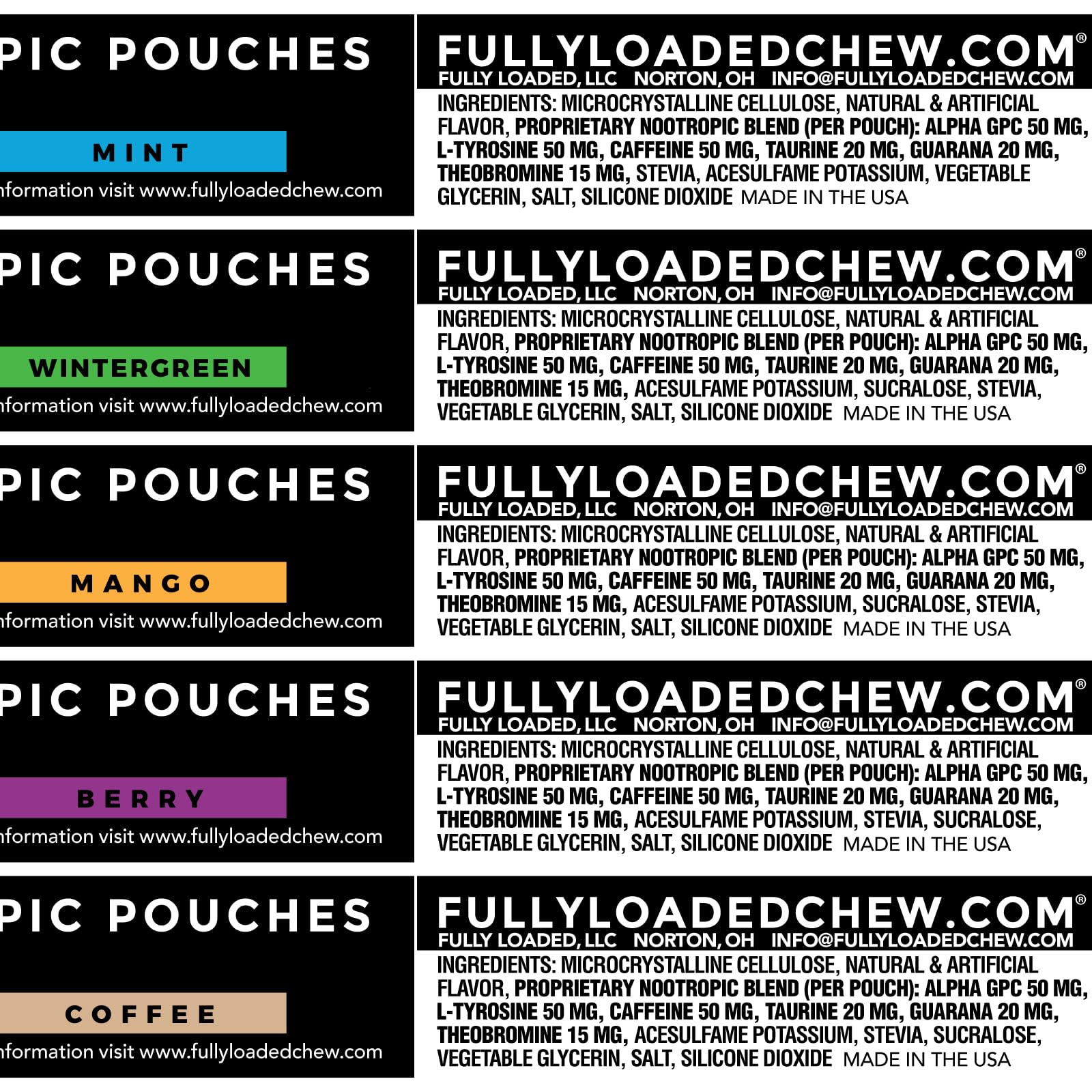Fully Loaded Bullseye Alpha Fuel pouch closeup highlights discreet white design for on-the-go use.
