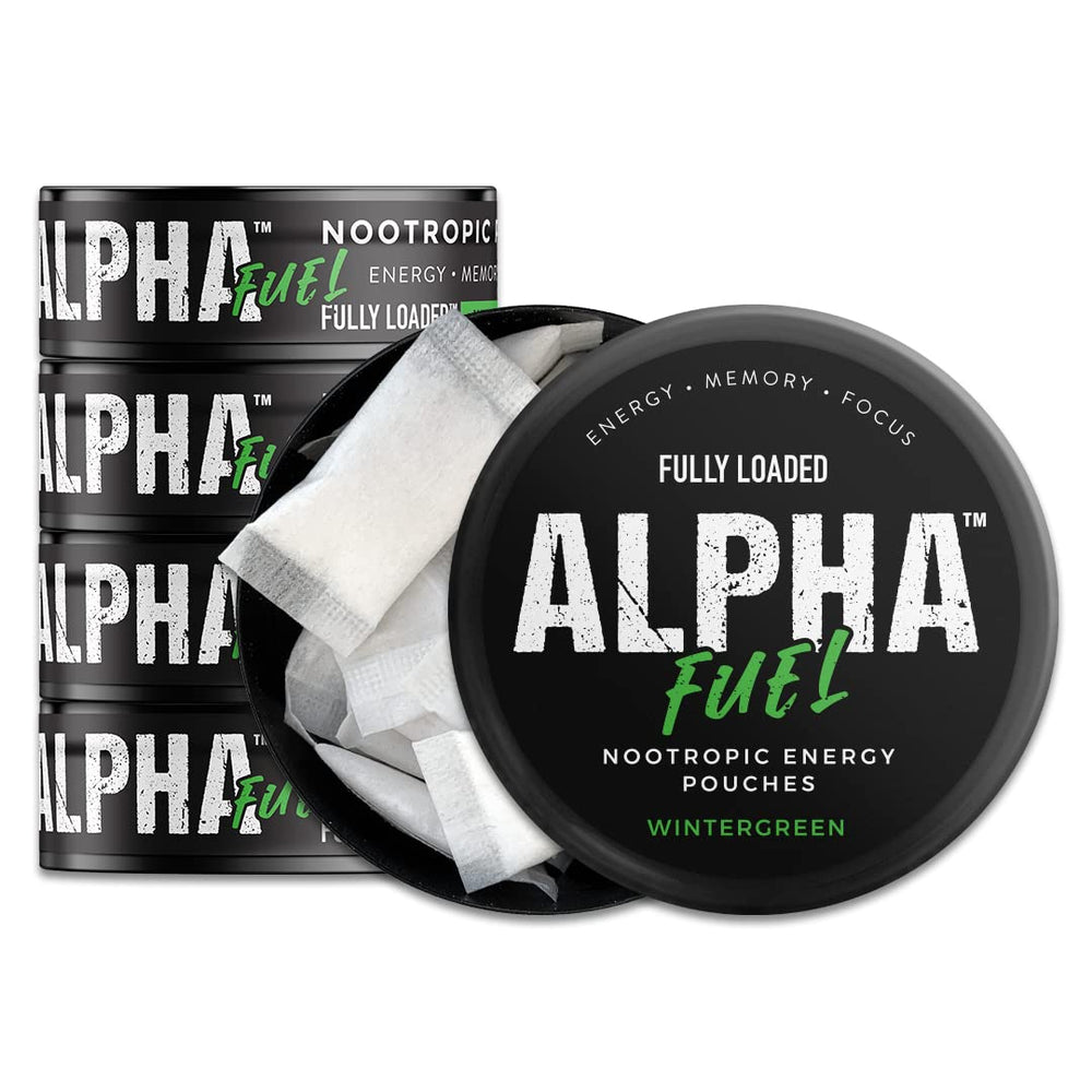 Fully Loaded Bullseye Alpha Fuel pouch in can closeup for discreet on-the-go energy.