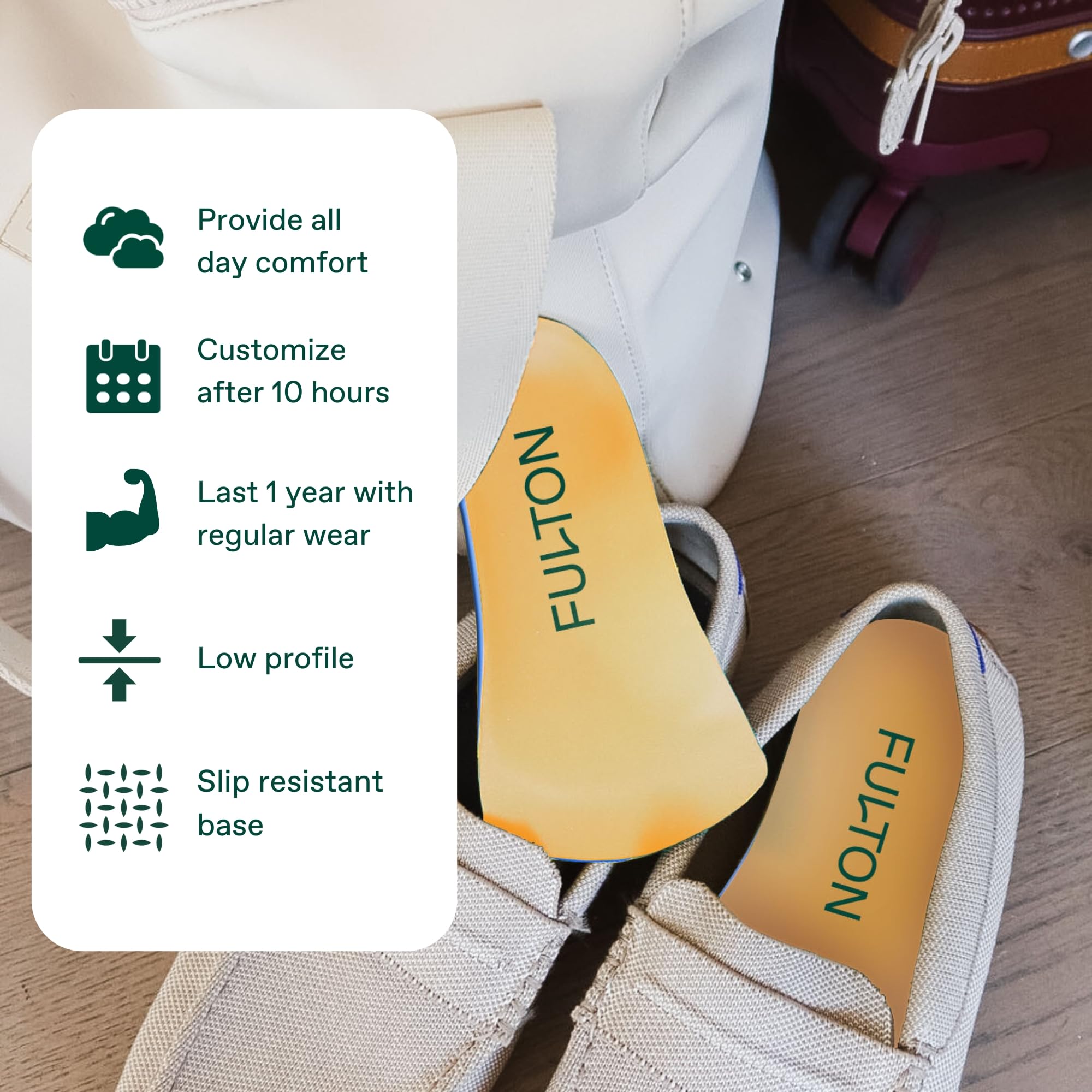 Fulton cork insole supports daily activity and can help reduce fatigue.