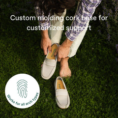 Fulton universal cork insole inside a shoe with a low-profile fit.