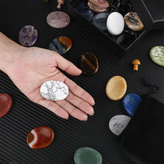 Fumete lapis lazuli thumb stone for clear thought during work or study sessions.