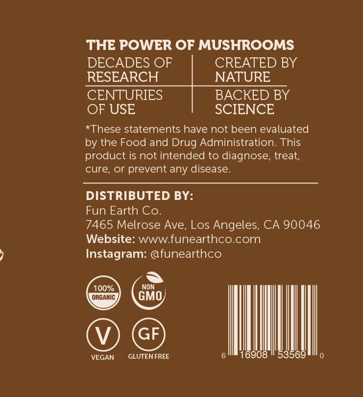 Fun Earth Mushroom Mocha resealable bag keeps freshness on the go