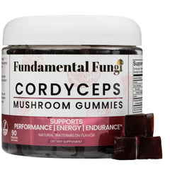 Fundamental Fungi Cordyceps gummies watermelon bottle helps support steady energy throughout the day.