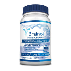 Fungavir Brainol bottle front promotes sharper focus and mental clarity with a vegan-friendly formula.
