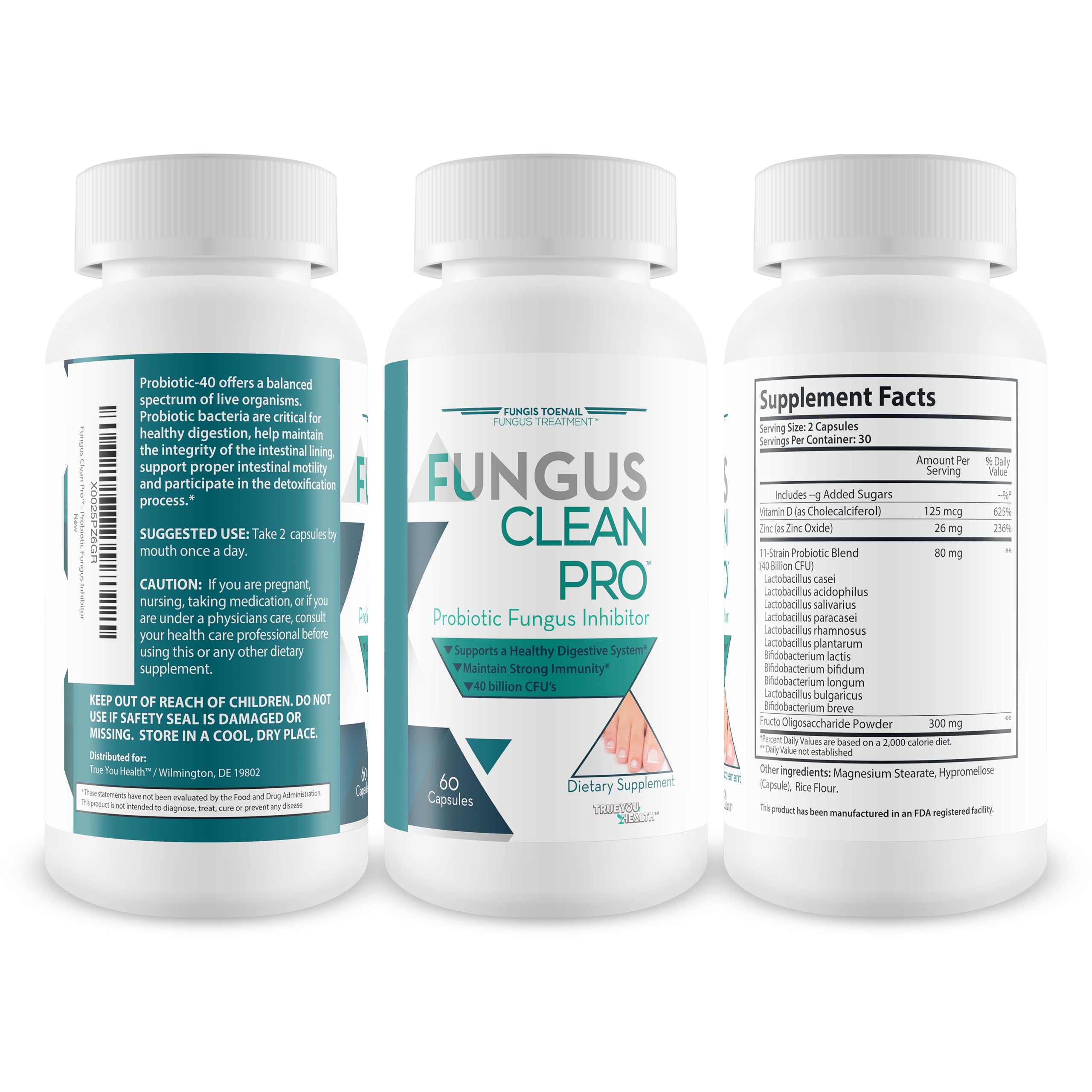 Capsule closeup highlighting 40 Billion CFU and wellness potential.