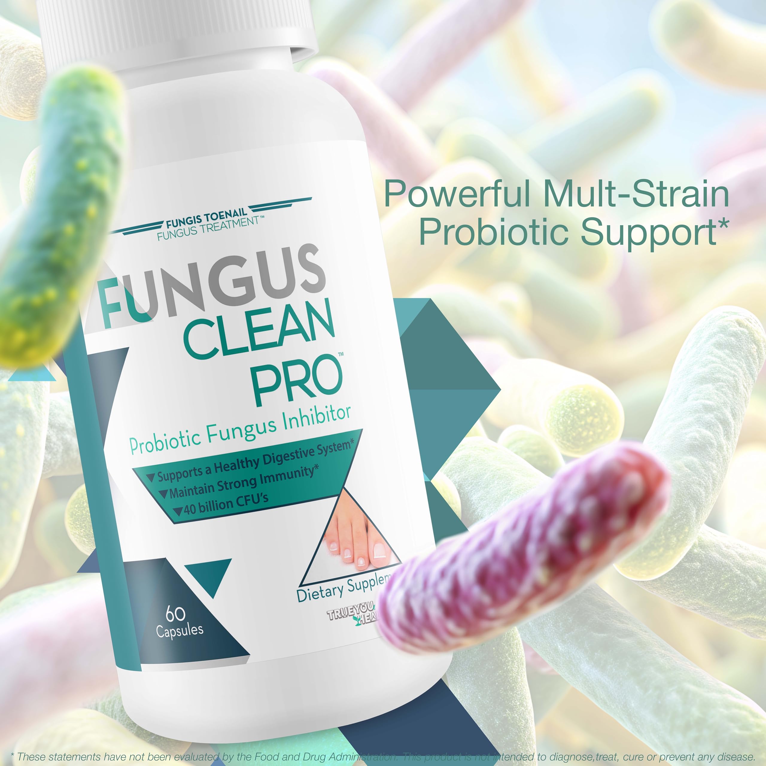 Ingredients chart highlights 11 strains and prebiotics in a single capsule.