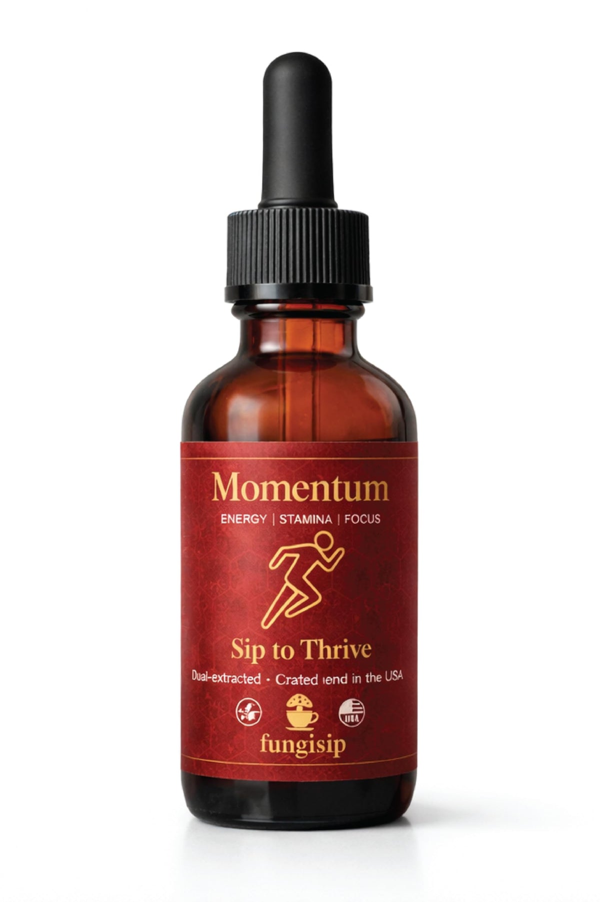 FUNGISIP Momentum bottle with pour showcases convenient energy support for busy days.