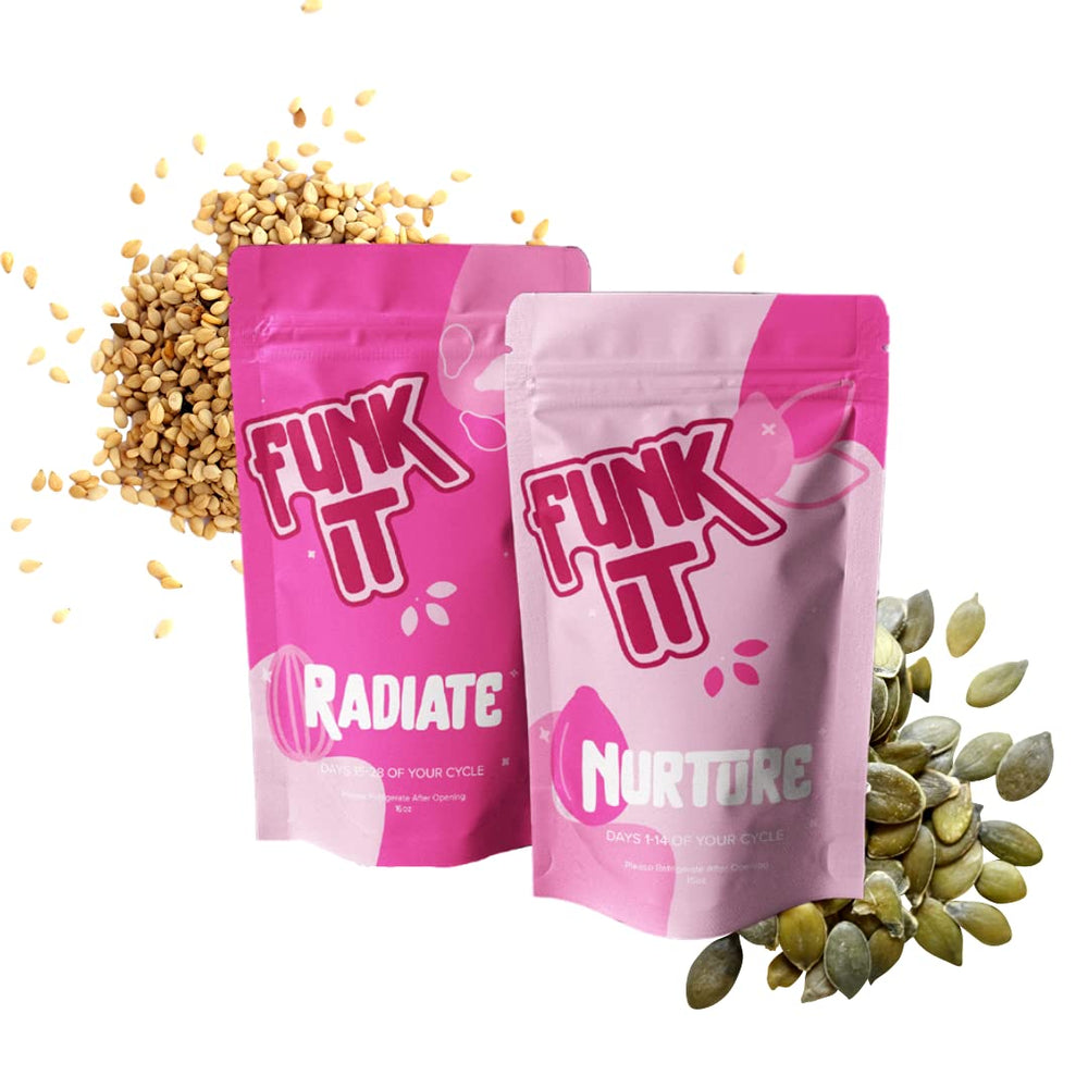 Funk It Wellness Seed Cycling Kit scoop measuring seeds for daily use promotes simple routine.