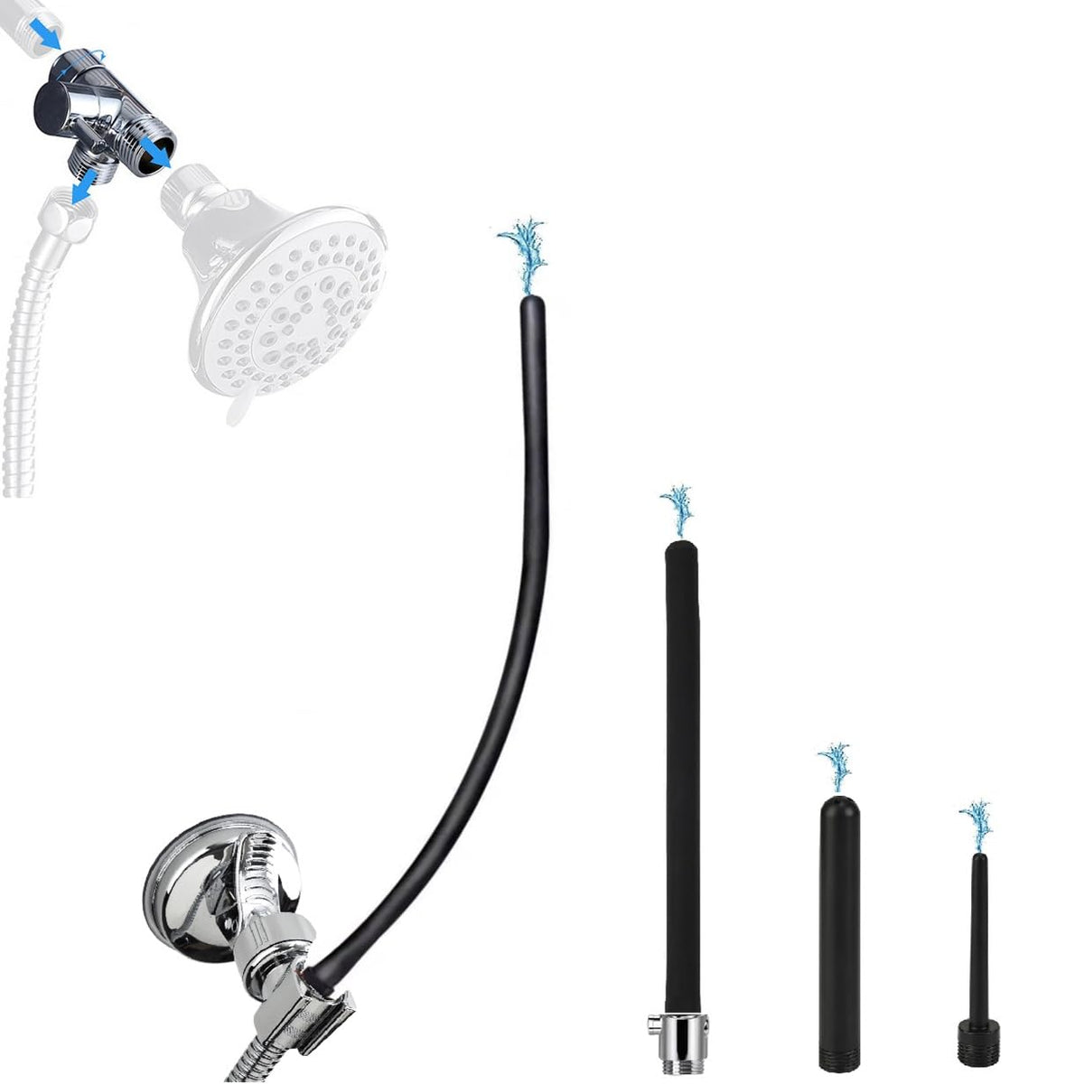 Funny Steel 79-inch hose offers extended reach for comfortable in-shower use.