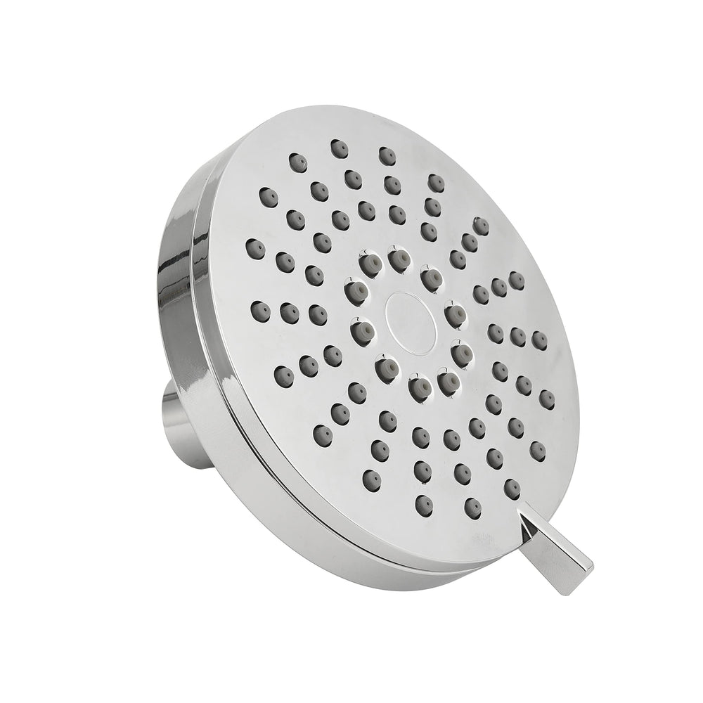 Funny Steel flow regulator lets you adjust water flow for comfort.