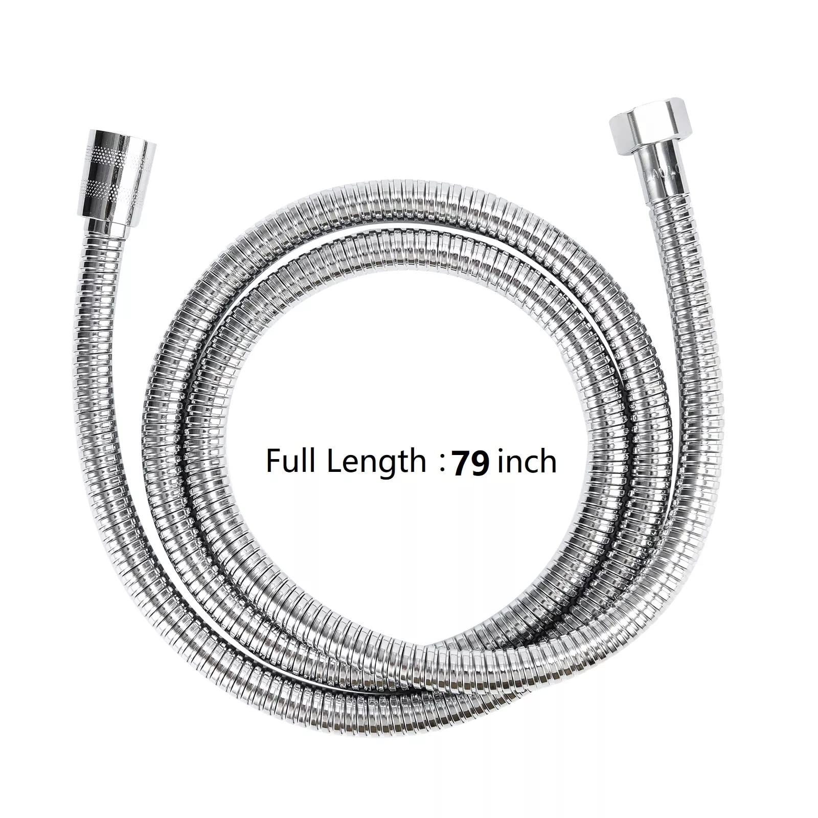 Funny Steel hose 79 inch length provides flexible reach for comfortable use.