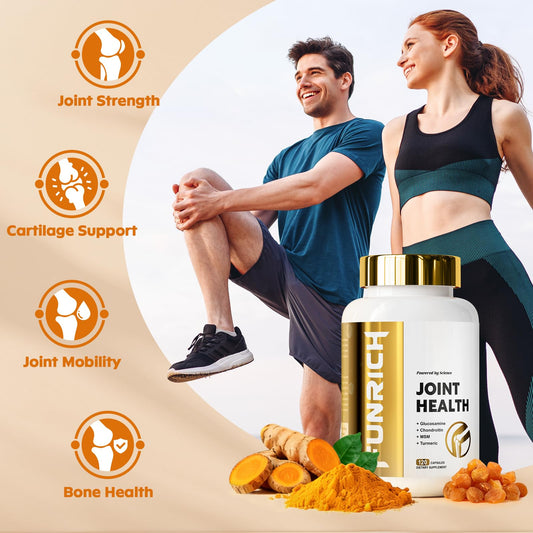 FUNRICH joint support capsules closeup highlights easy daily dosing.