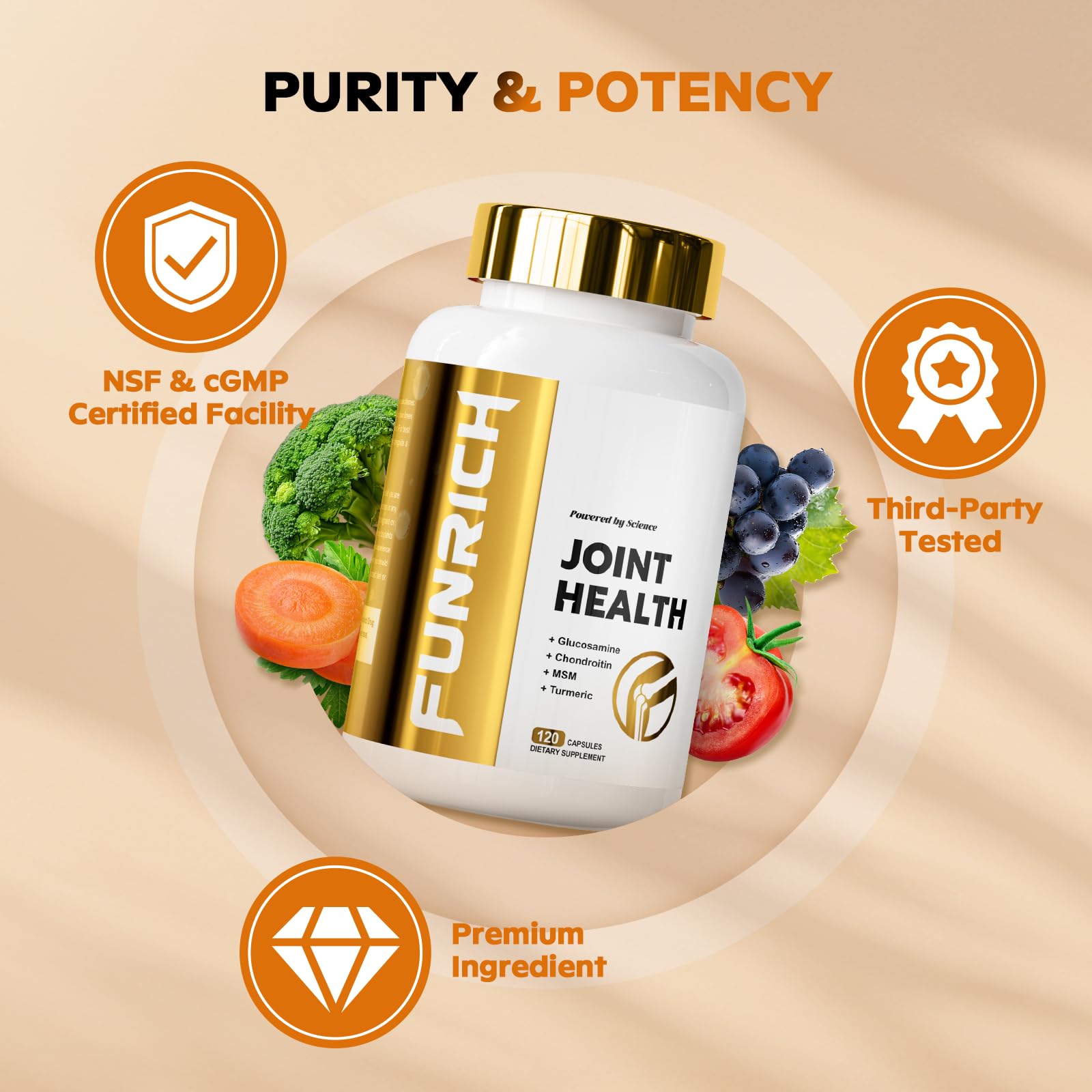FUNRICH packaging and serving info shown for easy garden-friendly routines.