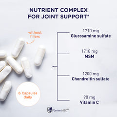 FürstenMED glucosamine chondroitin msm capsules closeup highlighting absorption potential for joints.