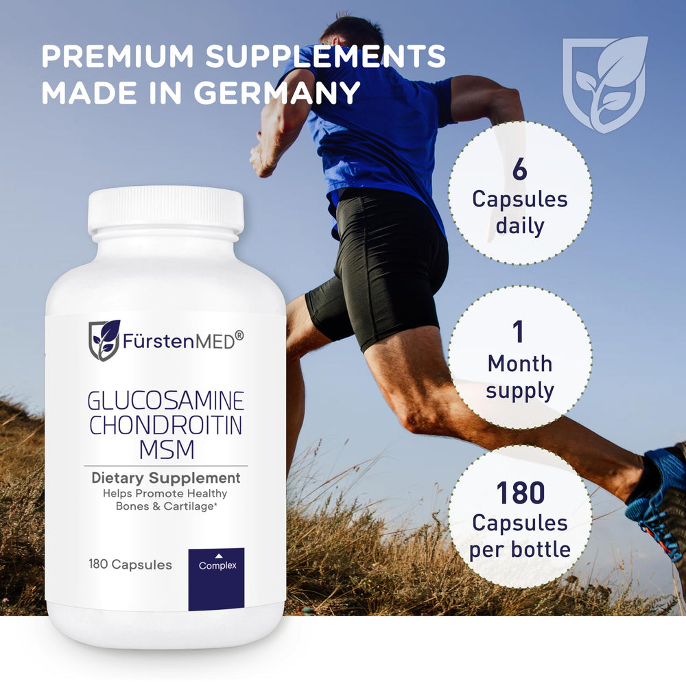 FürstenMED supplement packaging highlights glucosamine chondroitin msm label.