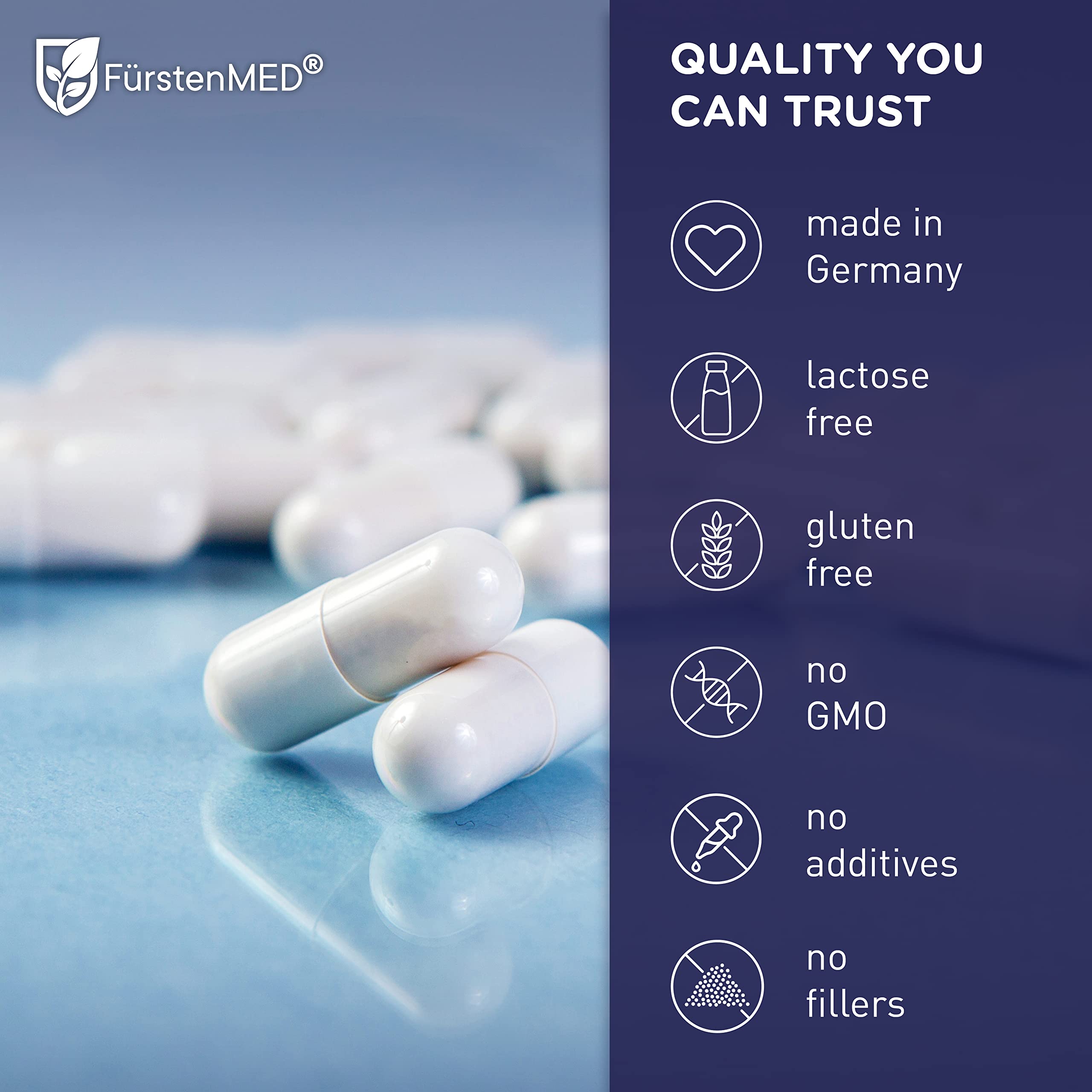 FürstenMED glucosamine chondroitin msm tablets on table ready for daily use.