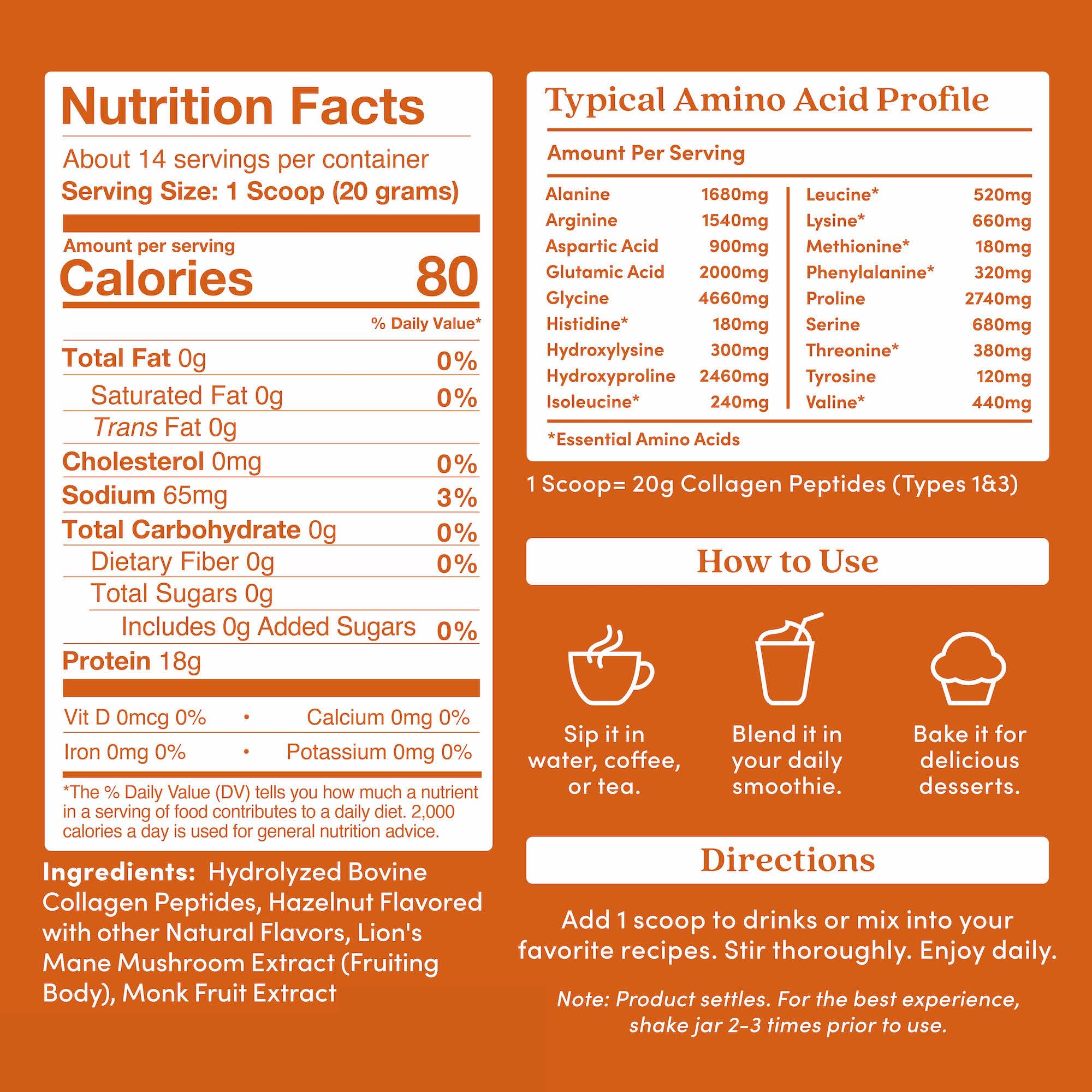 Further Food hazelnut collagen with Lion's Mane coffee-mix cup adds nutty latte flavor.