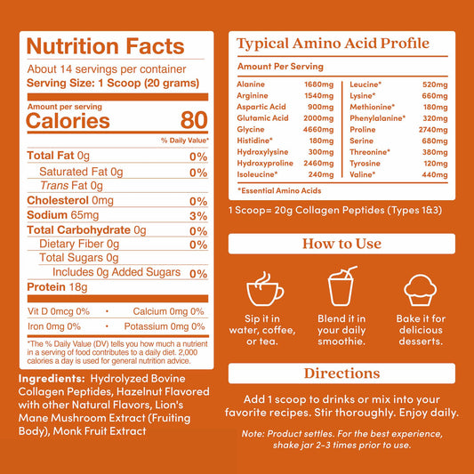 Further Food hazelnut collagen with Lion's Mane coffee-mix cup adds nutty latte flavor.