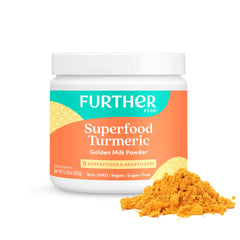 Further Food turmeric root powder jar for easy daily use and maximum absorption.