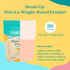 Further Food vanilla flavor protein mix displayed with blender-ready ingredients