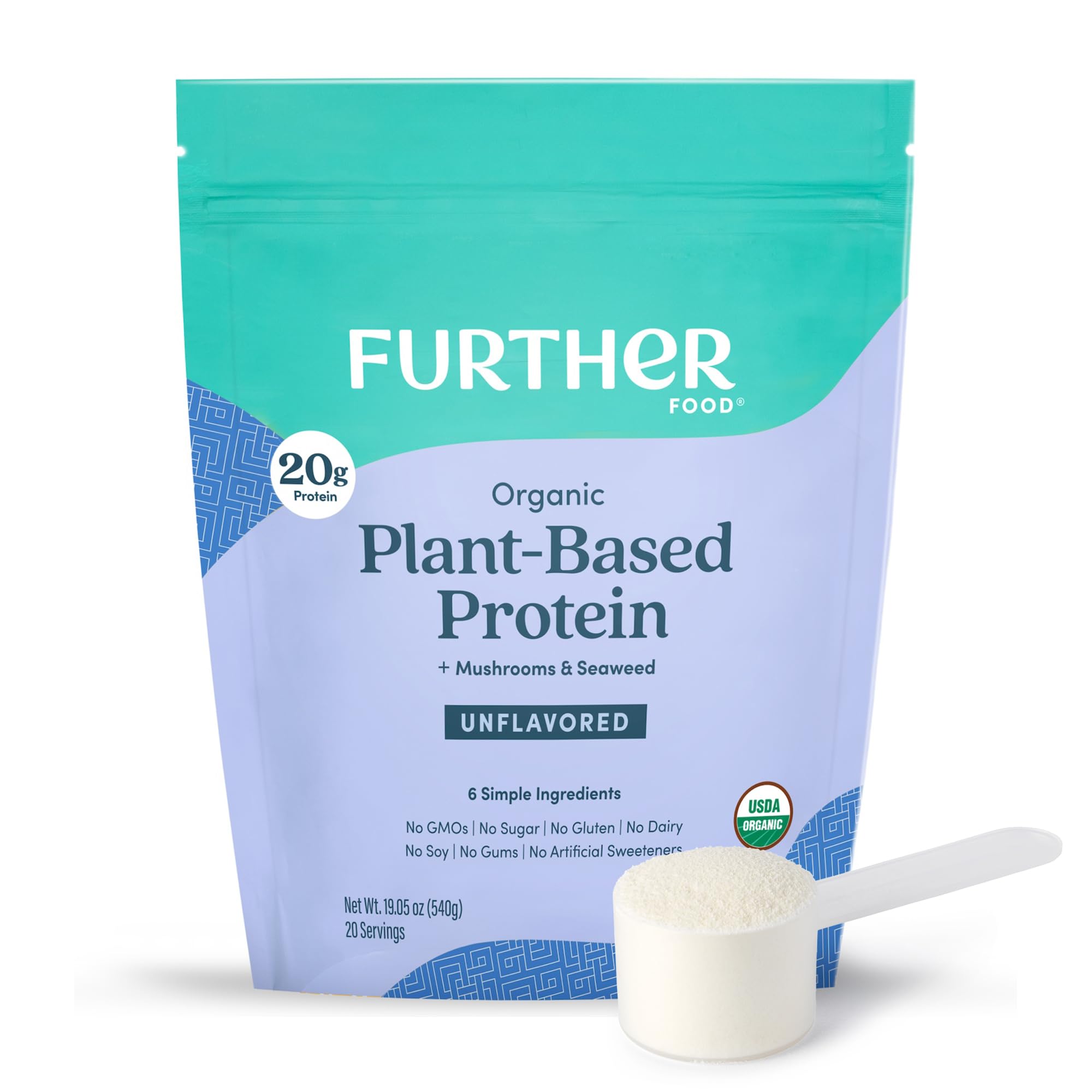 Further Food vegan protein unflavored bottle front view for clean nutrition