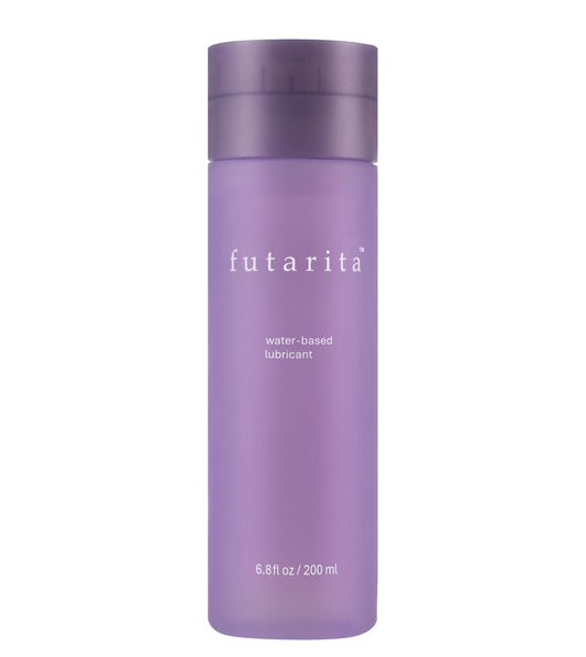 Futarita Premium lubricant bottle pour shows smooth satin glide for everyday intimacy.