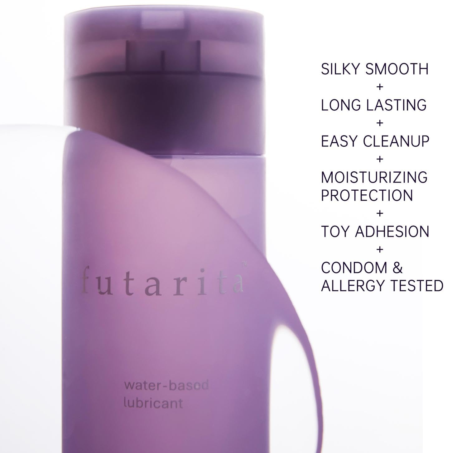 Futarita Premium lubricant closeup on label highlighting hyaluronic acid moisture.