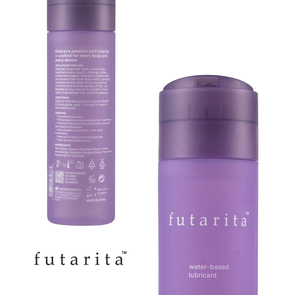 Futarita Premium lubricant on skin displaying gentle, non-sticky feel.