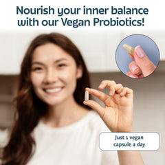 Future Kind digestive health capsule closeup emphasizes plant-based gut balance.