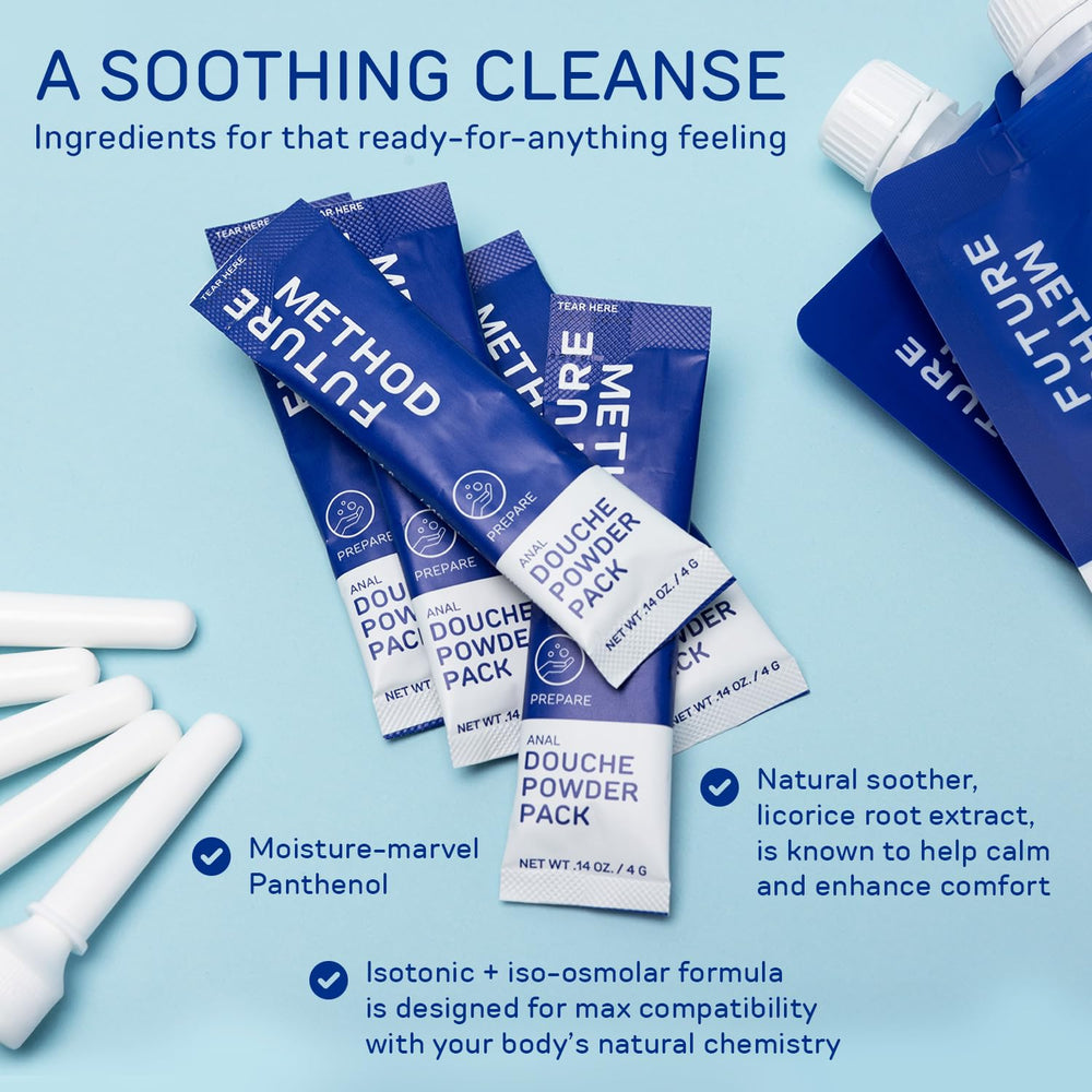 Mixing pouch from Future Method Anal Douche Kit for precise preparation