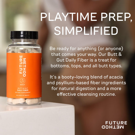 Future Method fiber bottle label close-up highlighting ingredients and benefits.