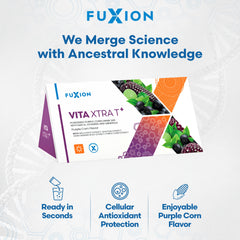 Glass with Vita Xtra T+ over ice showcasing sustained vitality.