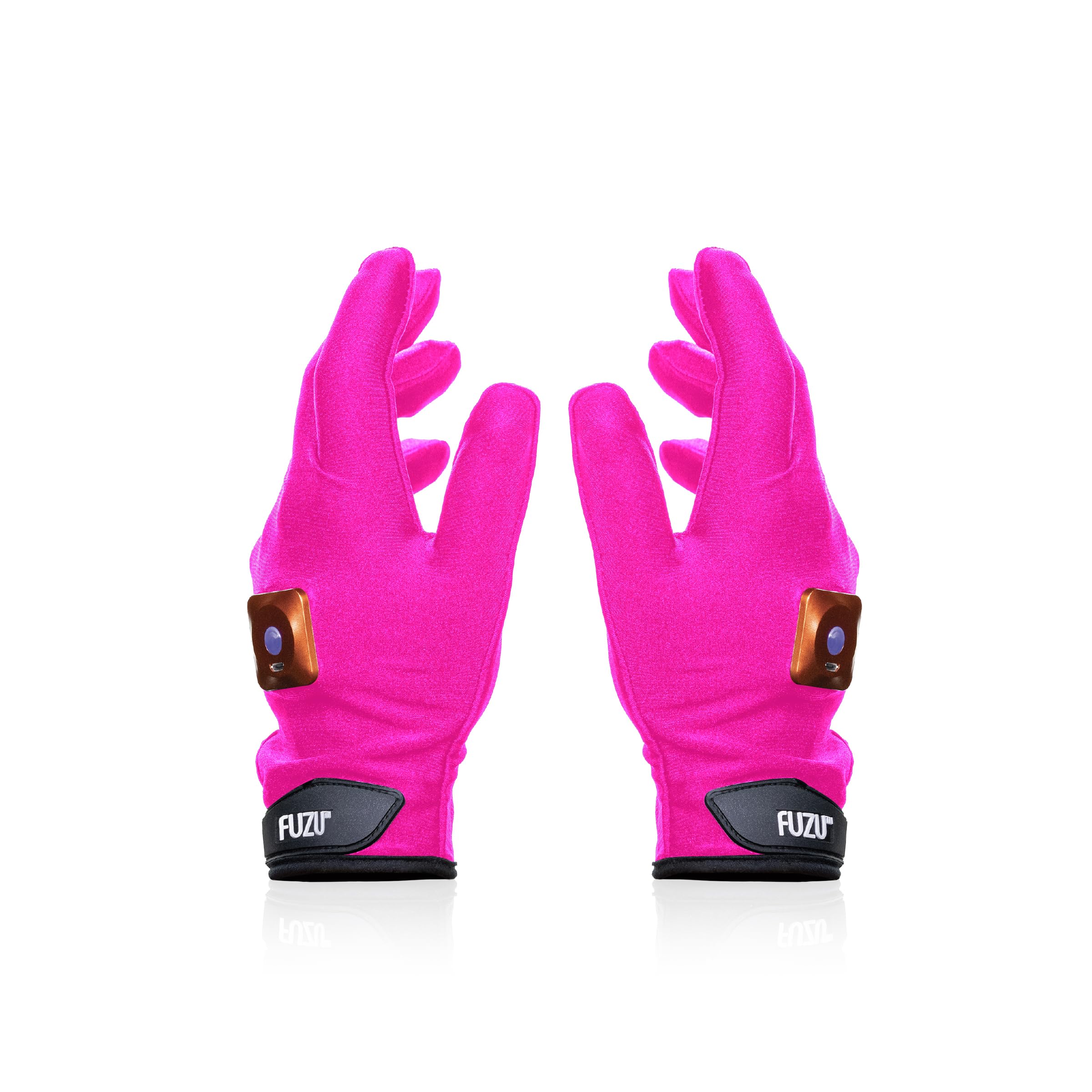 Fuzu massage gloves target back, neck, and shoulders for relief.