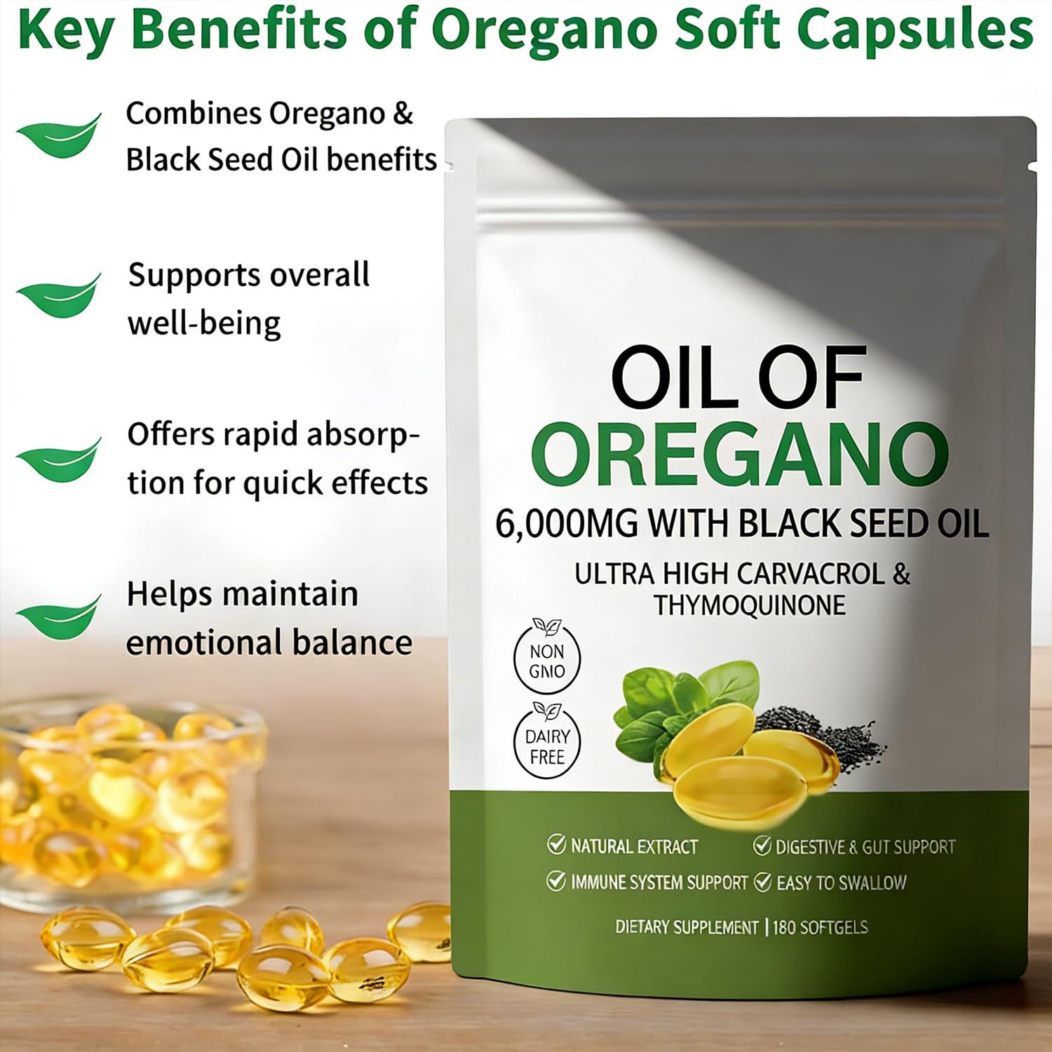 FW ZONE Oil of Oregano bottle back with label details and non GMO note