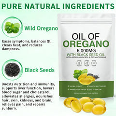 FW ZONE Oil of Oregano ingredients panel noting 2 in 1 oregano and black seed oil