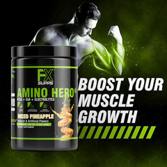 Glass with pineapple Amino Hero drink after training for hydration