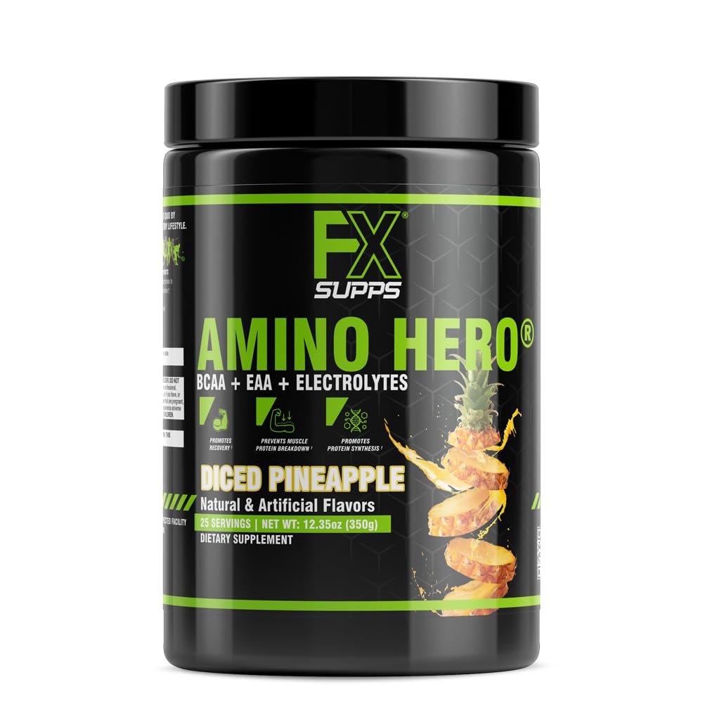 FXSUPPS Amino Hero diced pineapple tub front for post-workout recovery