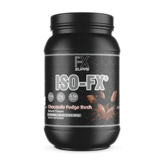 FXSUPPS Iso-Fx bottle label showing chocolate whey for post-workout recovery.