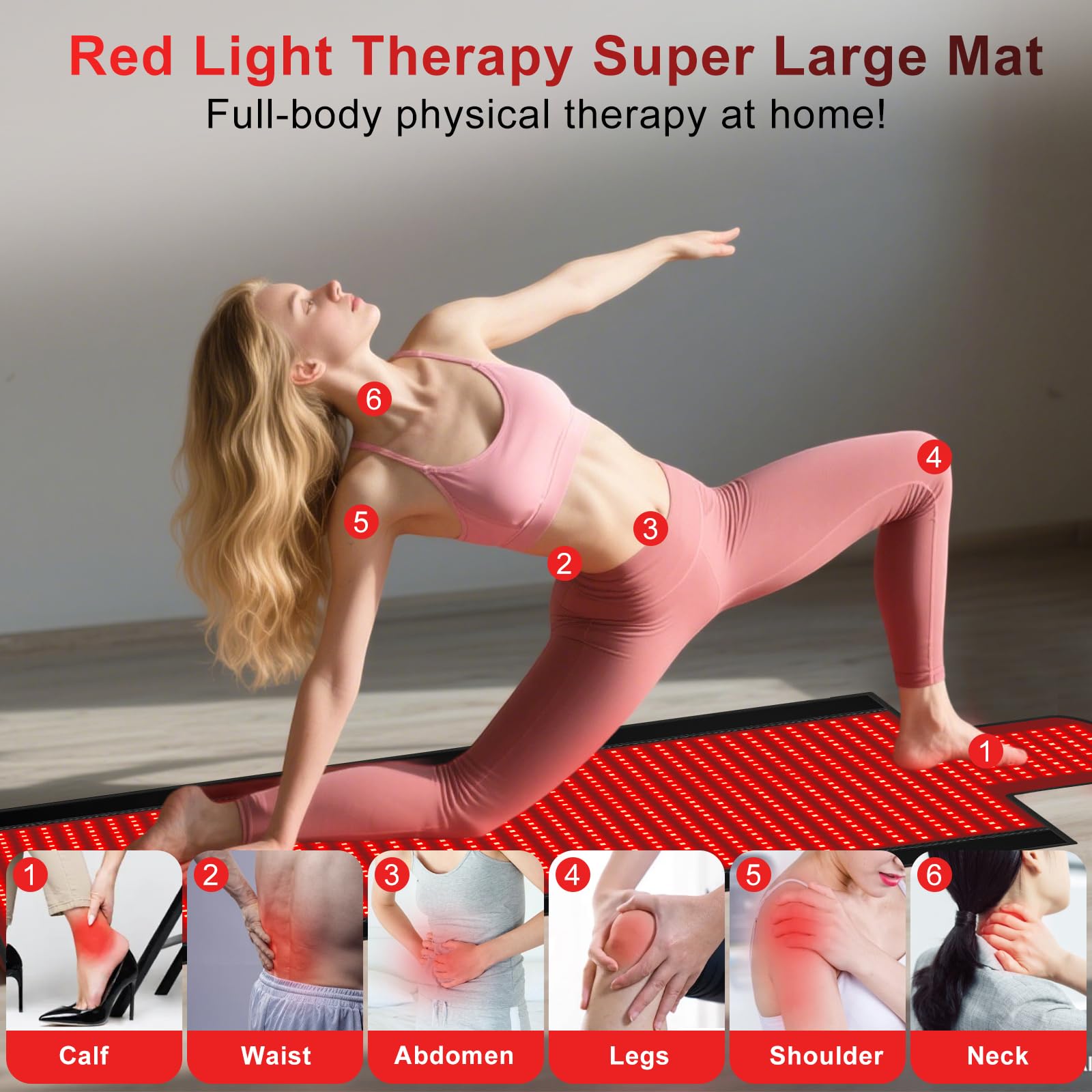 fyovuv red light therapy mat 660nm-850nm modes enable customizable sessions