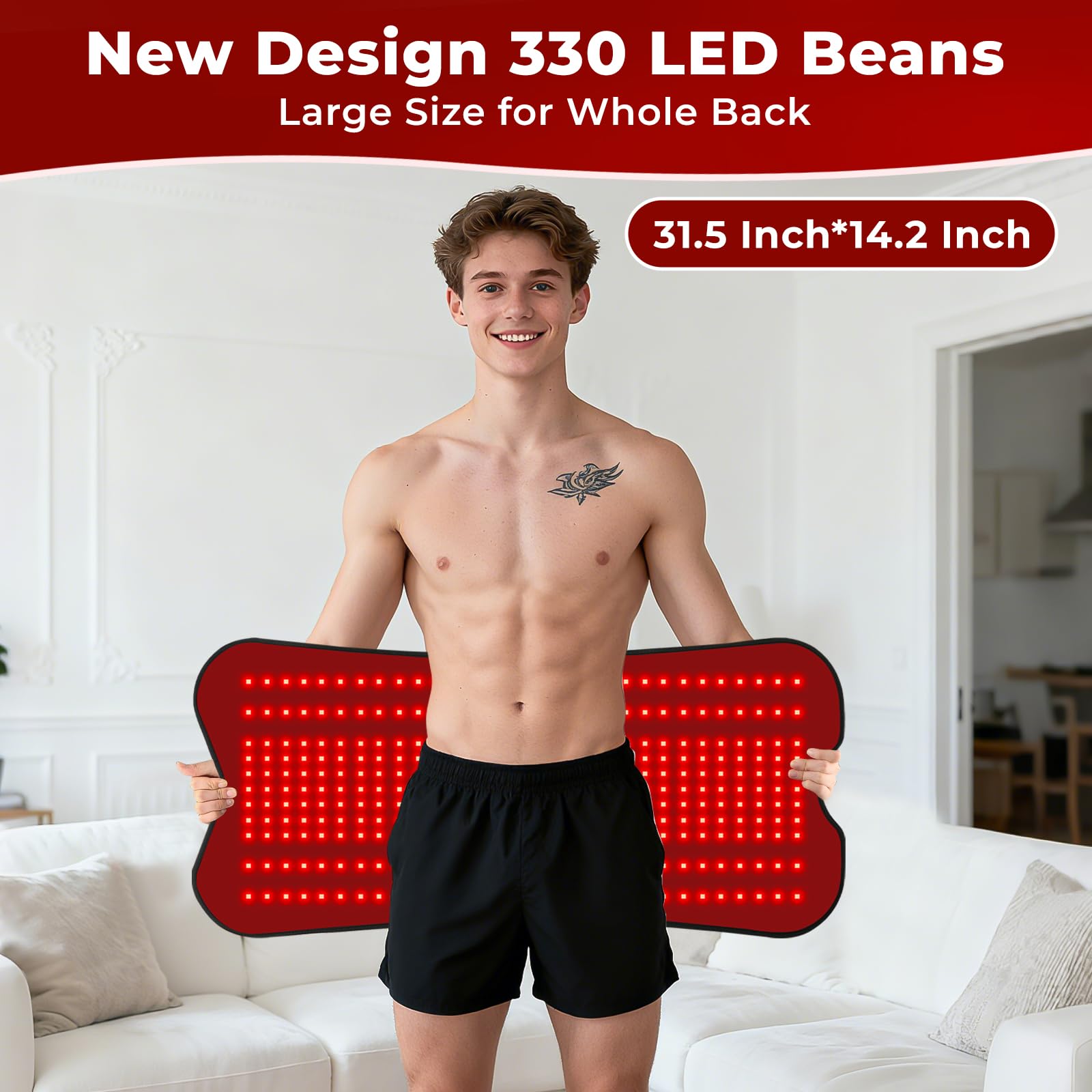 fyovuv red light therapy pad showing 660nm red light option for surface care