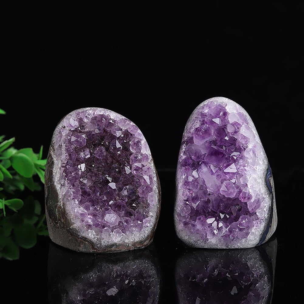 FZBHRO amethyst geode in home decor setup radiates soft purple energy