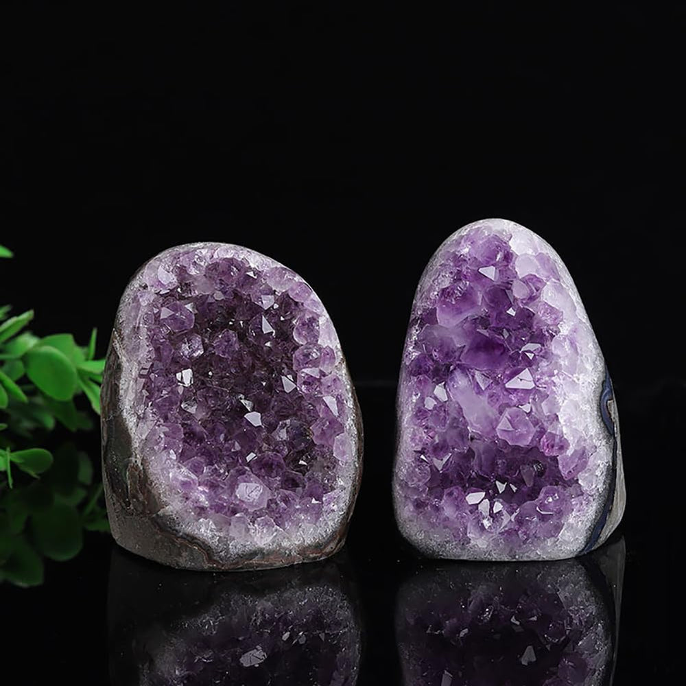 FZBHRO amethyst geode in home decor setup radiates soft purple energy