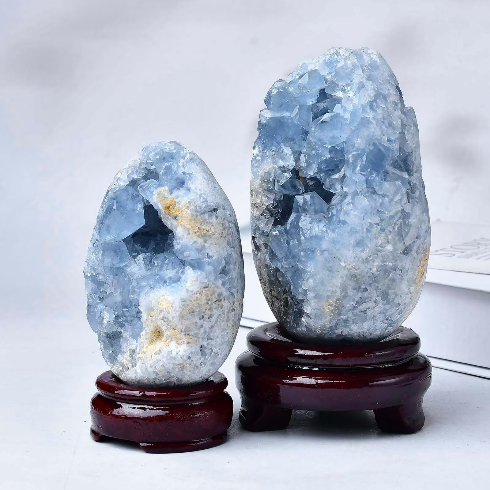 Gift-ready FZBHRO celestite egg packaging for crystal beginners.