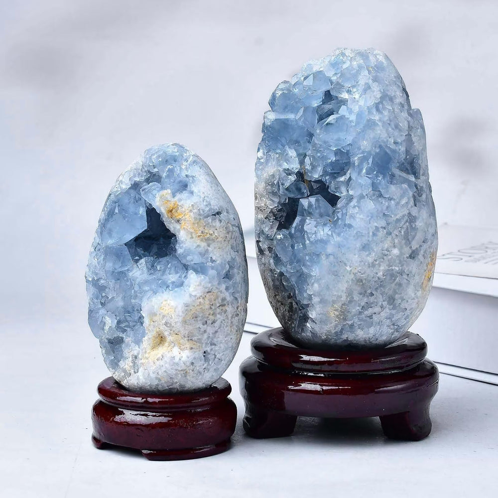 Gift-ready FZBHRO celestite egg packaging for crystal beginners.