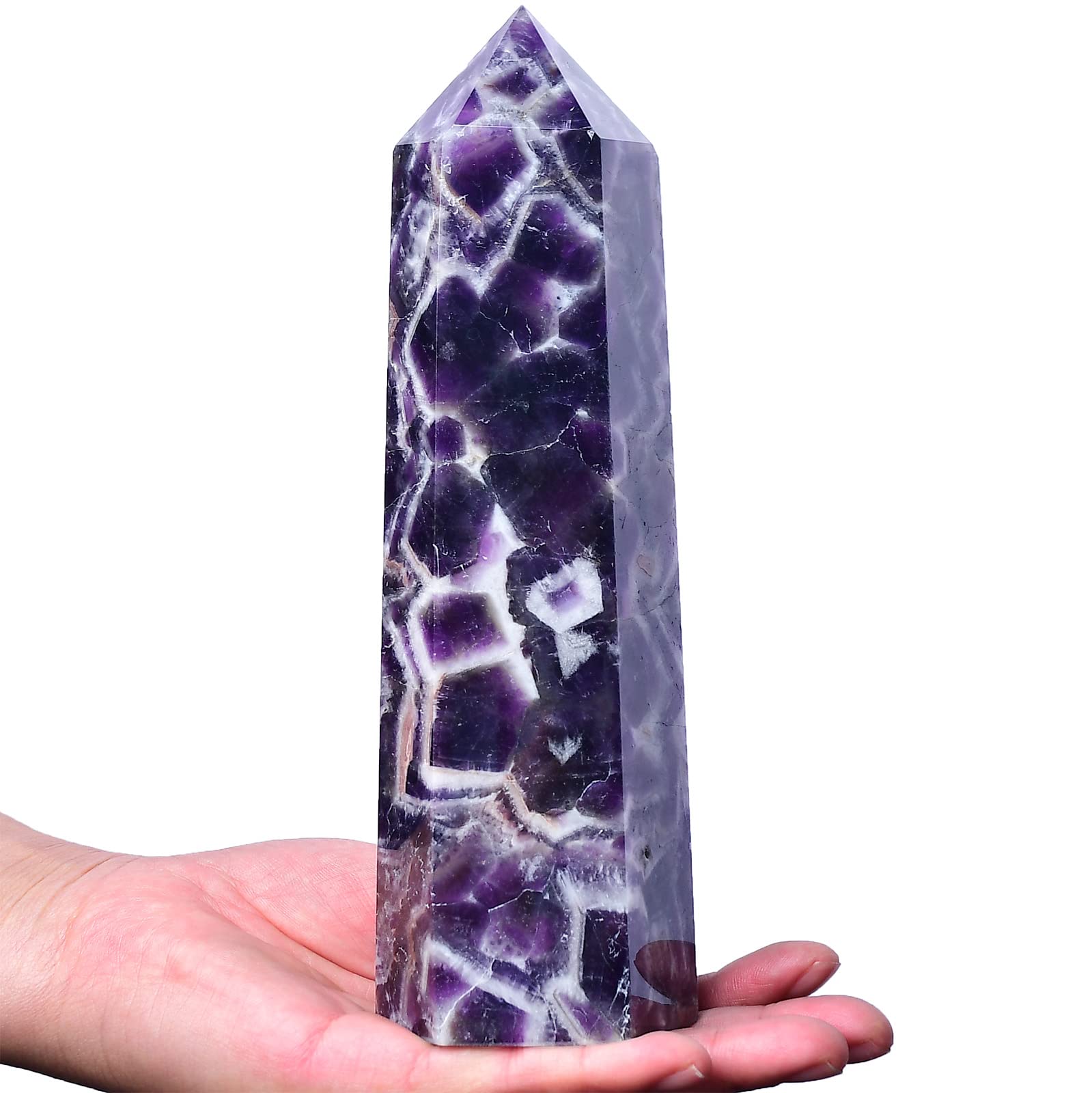 FZBHRO Chevron Amethyst wand ideal for quiet yoga and meditation spaces.
