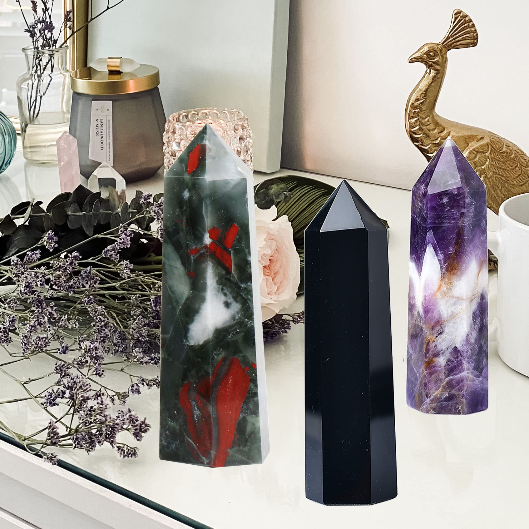 FZBHRO Dogtooth amethyst banded wand guiding mindful energy