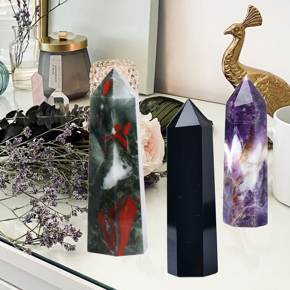 FZBHRO Dogtooth amethyst banded wand guiding mindful energy
