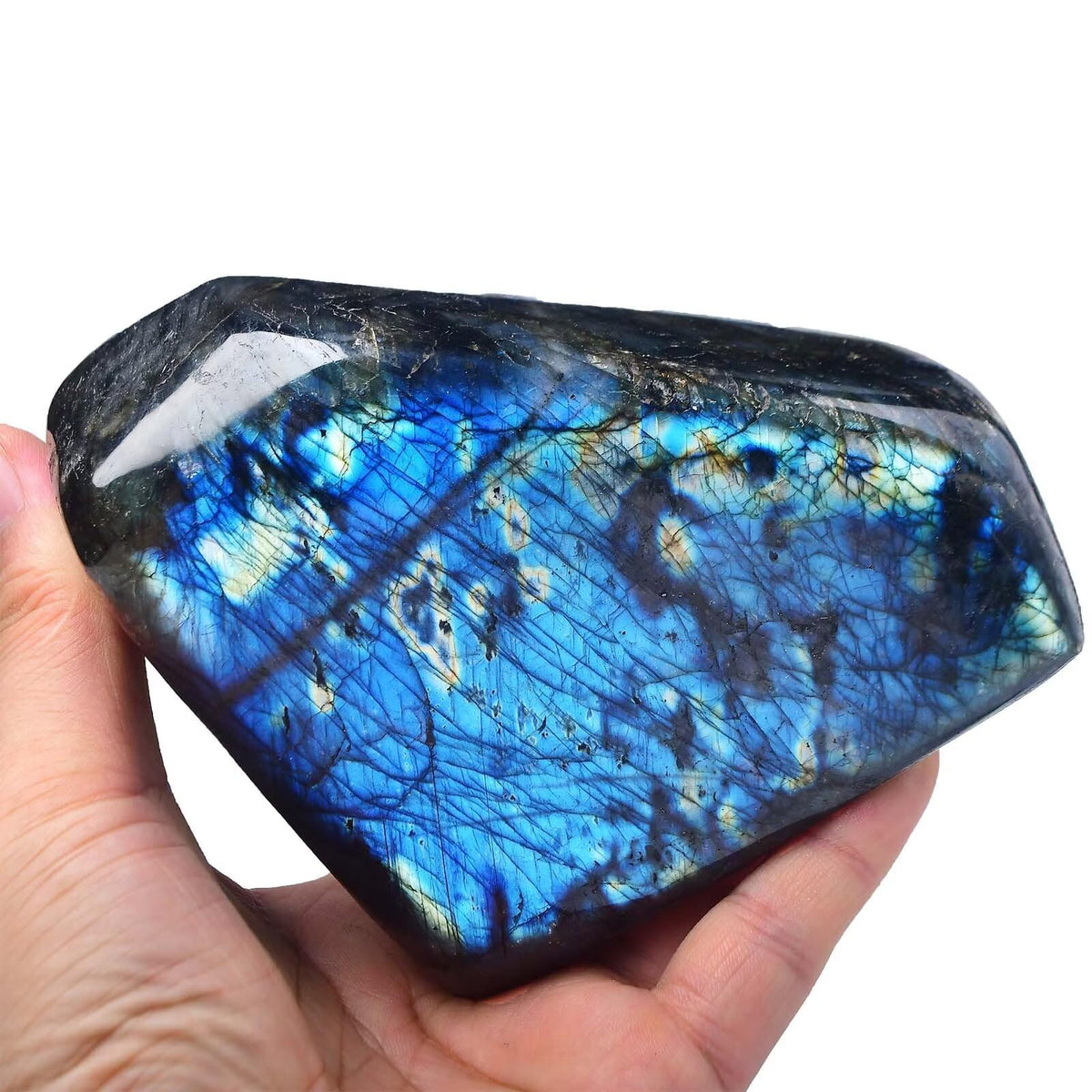 FZBHRO extra large Labradorite rock slab front view for calming meditation spaces